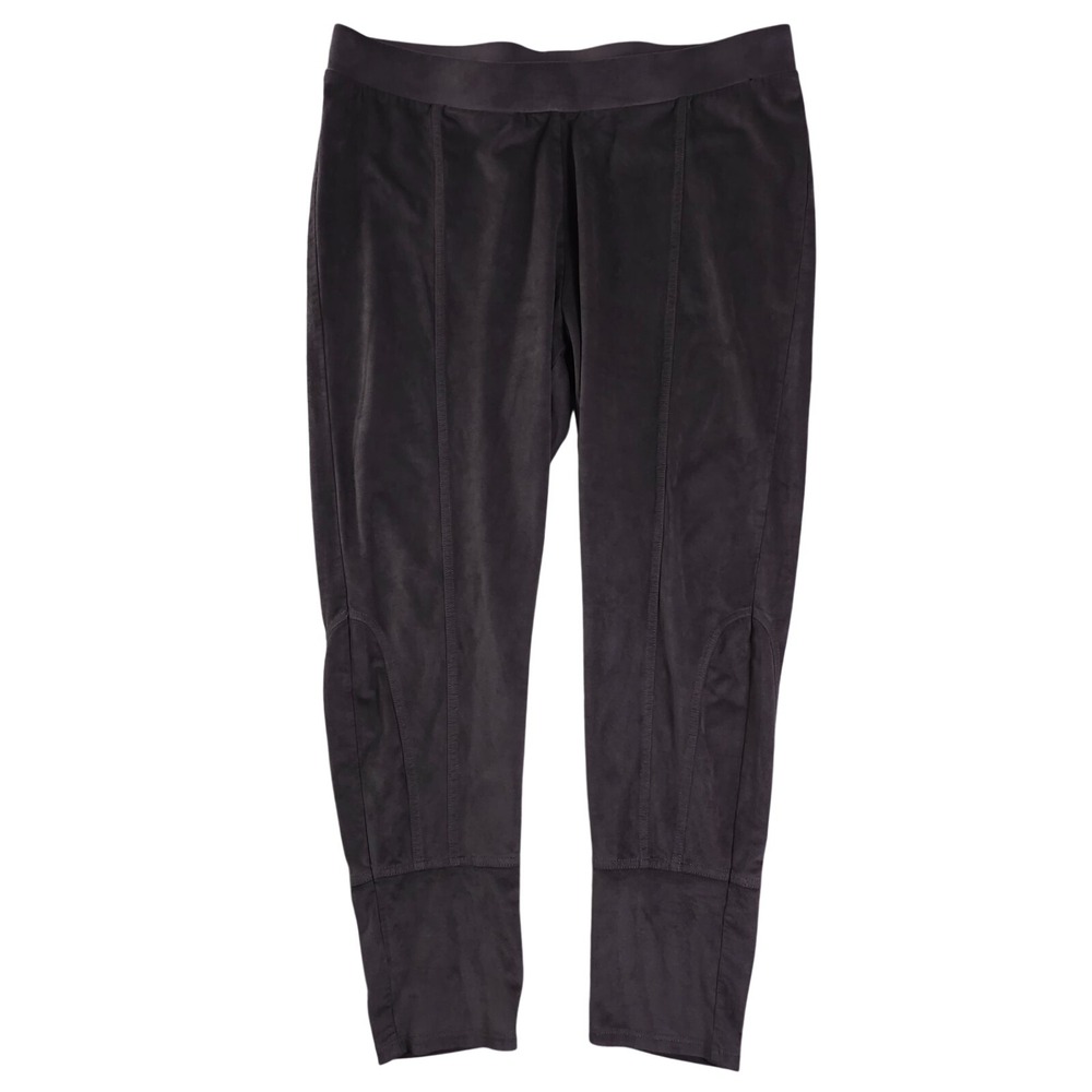Soft Surroundings Leggings Women PM Gray Faux Suede Pull On Cropped Casual Pants